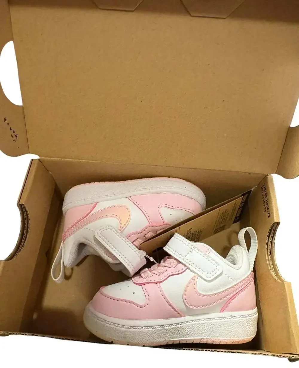 Nike Court Borough Low Recraft Toddler Shoes White/Pink Foam Size 3c